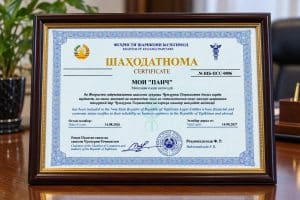 Framed Tajik Reliable Partner Certificate 1